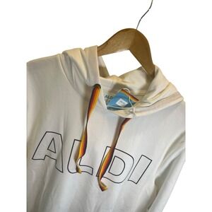 Aldi Gear Pullover Hooded Sweatshirt White/Rainbow Fall 2023 Hoodie Large NWT